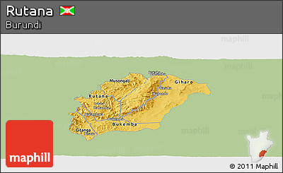 Savanna Style Panoramic Map of Rutana, single color outside