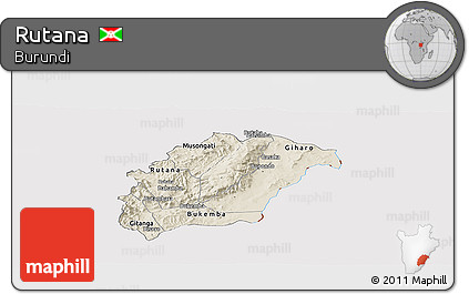 Shaded Relief Panoramic Map of Rutana, cropped outside