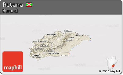 Shaded Relief Panoramic Map of Rutana, cropped outside