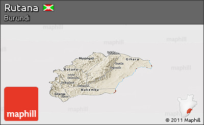 Shaded Relief Panoramic Map of Rutana, cropped outside