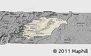 Shaded Relief Panoramic Map of Rutana, darken, desaturated