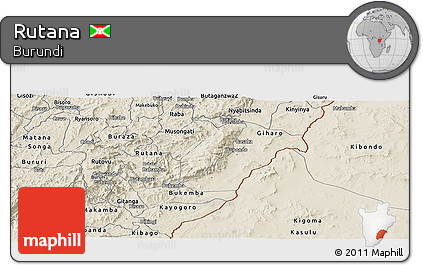 Shaded Relief Panoramic Map of Rutana