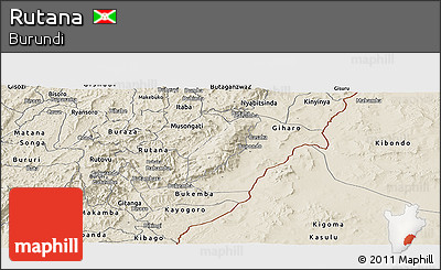 Shaded Relief Panoramic Map of Rutana