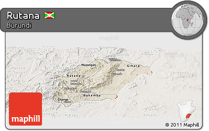 Shaded Relief Panoramic Map of Rutana, lighten