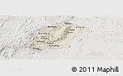 Shaded Relief Panoramic Map of Rutana, lighten, semi-desaturated