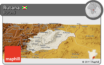 Shaded Relief Panoramic Map of Rutana, physical outside