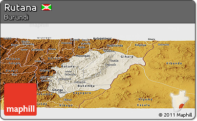 Shaded Relief Panoramic Map of Rutana, physical outside