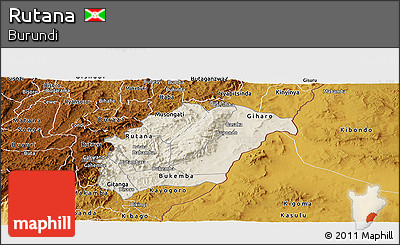 Shaded Relief Panoramic Map of Rutana, physical outside