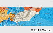 Shaded Relief Panoramic Map of Rutana, political shades outside