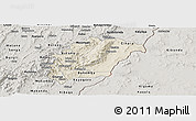 Shaded Relief Panoramic Map of Rutana, semi-desaturated