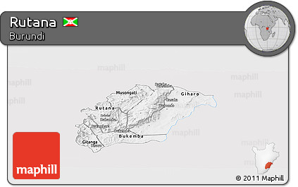 Silver Style Panoramic Map of Rutana, single color outside