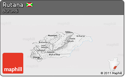 Silver Style Panoramic Map of Rutana, single color outside