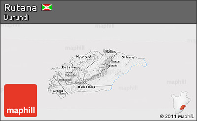 Silver Style Panoramic Map of Rutana, single color outside