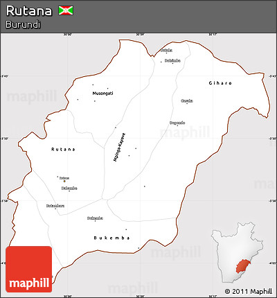 Classic Style Simple Map of Rutana, cropped outside