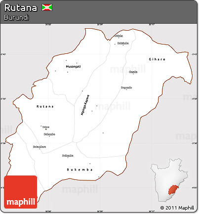 Classic Style Simple Map of Rutana, cropped outside