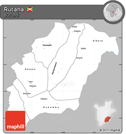 Gray Simple Map of Rutana, single color outside