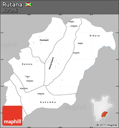 Gray Simple Map of Rutana, single color outside
