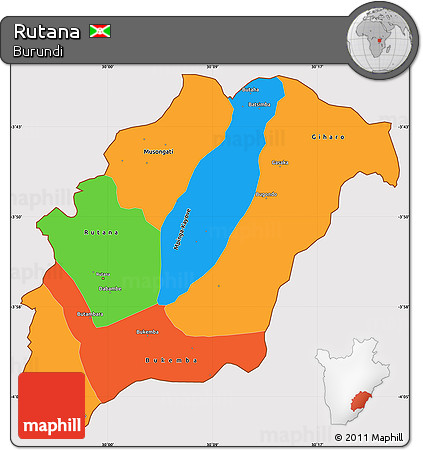 Political Simple Map of Rutana, cropped outside