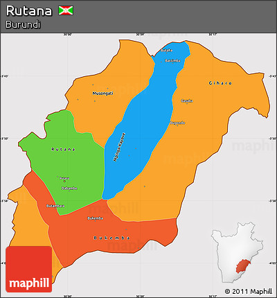 Political Simple Map of Rutana, cropped outside