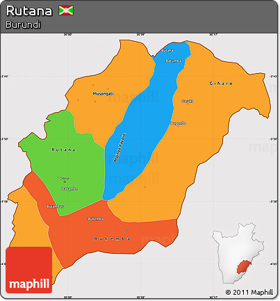 Political Simple Map of Rutana, cropped outside