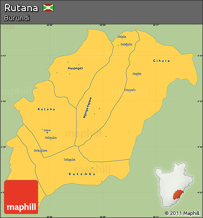 Savanna Style Simple Map of Rutana, single color outside
