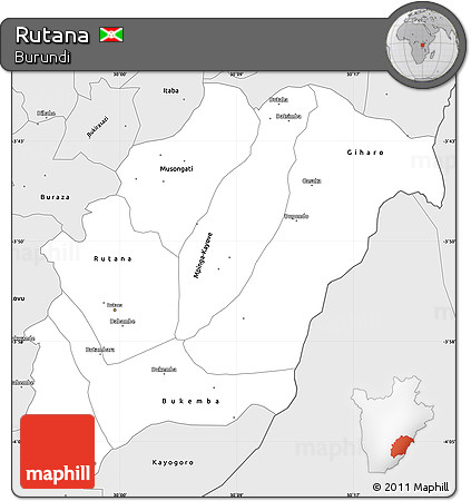 Silver Style Simple Map of Rutana
