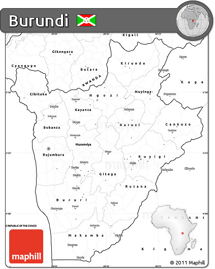 Blank Simple Map of Burundi