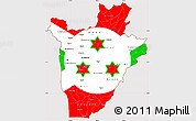 Flag Simple Map of Burundi, flag centered