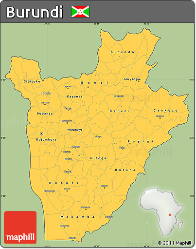 Savanna Style Simple Map of Burundi, single color outside