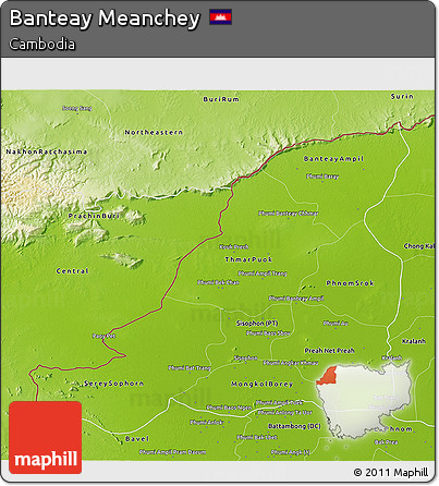 Physical 3D Map of Banteay Meanchey
