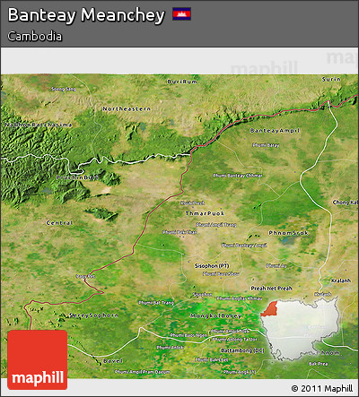 Satellite 3D Map of Banteay Meanchey
