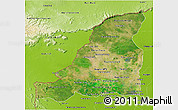 Satellite 3D Map of Banteay Meanchey, physical outside