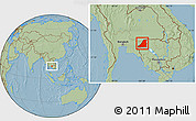 Savanna Style Location Map of Banteay Meanchey, hill shading