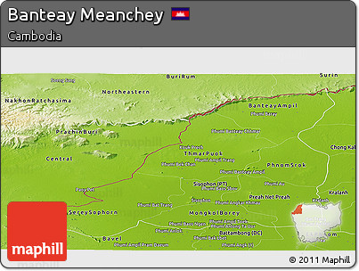 Physical Panoramic Map of Banteay Meanchey
