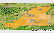 Political Shades Panoramic Map of Banteay Meanchey, satellite outside