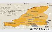 Political Shades Panoramic Map of Banteay Meanchey, shaded relief outside
