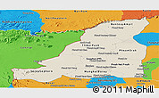 Shaded Relief Panoramic Map of Banteay Meanchey, political outside