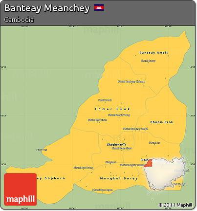 Savanna Style Simple Map of Banteay Meanchey, single color outside