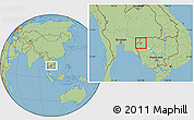 Savanna Style Location Map of Sisophon (PT)