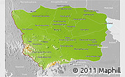 Physical 3D Map of Battambang, lighten, desaturated