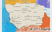 Shaded Relief 3D Map of Battambang, political shades outside