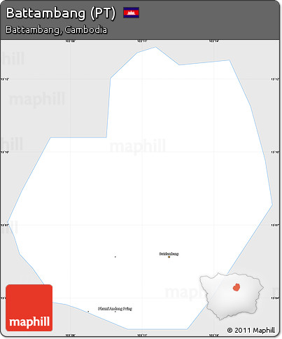 Silver Style Simple Map of Battambang (PT), single color outside