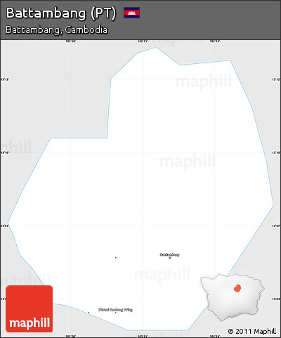 Silver Style Simple Map of Battambang (PT), single color outside
