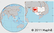 Gray Location Map of Battambang, highlighted country, within the entire country