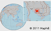 Gray Location Map of Battambang, hill shading