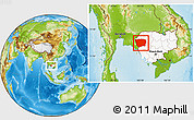 Physical Location Map of Battambang, highlighted country