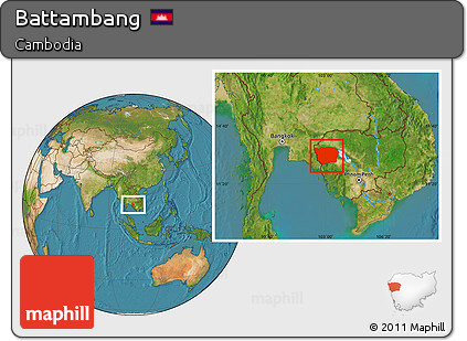 Satellite Location Map of Battambang