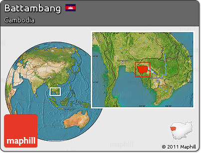 Satellite Location Map of Battambang