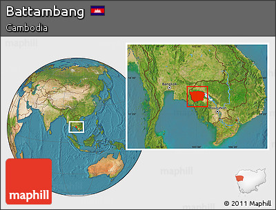 Satellite Location Map of Battambang