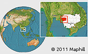 Satellite Location Map of Battambang, highlighted country